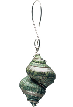 Giant Green Banded/Sterling Ornament